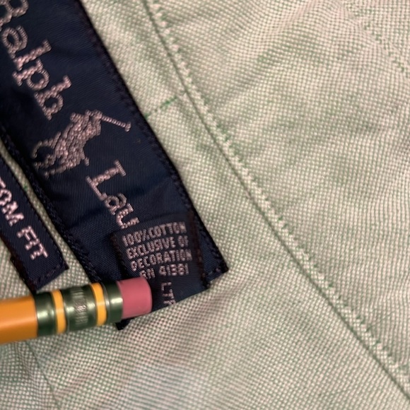 Ralph Lauren Classic Fit Button Down Oxford Shirt Blue Striped Cotton 17-34/35 - Picture 9 of 10